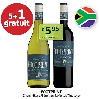 Promotions Footprint chenin blanc-sémillon + merlot-pinotage - Vins blancs - Valide de 30/06/2023 à 13/07/2023 chez BelBev