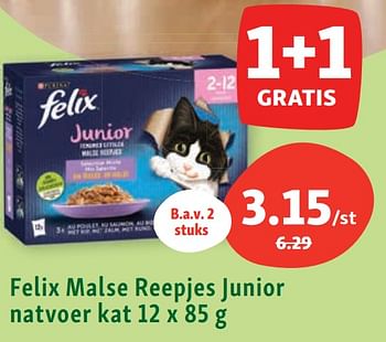 Promoties Felix malse reepjes junior natvoer kat - Purina - Geldig van 24/07/2023 tot 29/07/2023 bij Maxi Zoo