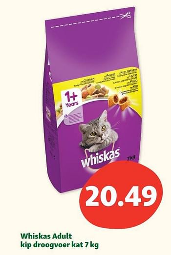 Promoties Whiskas adult kip droogvoer kat - Whiskas - Geldig van 17/07/2023 tot 22/07/2023 bij Maxi Zoo