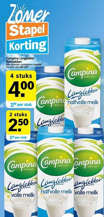 Promoties Campina langlekker - Campina - Geldig van 10/07/2023 tot 16/07/2023 bij Albert Heijn
