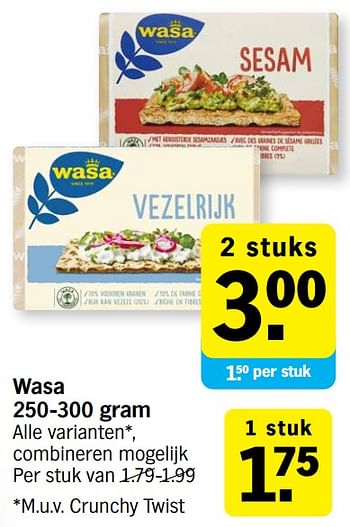 Promoties Wasa - Wasa - Geldig van 10/07/2023 tot 16/07/2023 bij Albert Heijn