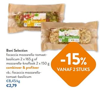 Promoties Boni selection focaccia mozzarella-tomaatbasilicum - Boni - Geldig van 12/07/2023 tot 25/07/2023 bij OKay