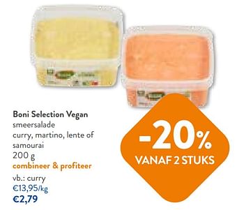 Promoties Boni selection vegan smeersalade curry - Boni - Geldig van 12/07/2023 tot 25/07/2023 bij OKay