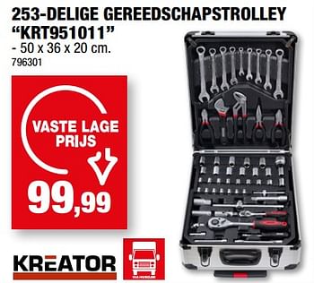 Promotions 253-delige gereedschapstrolley krt951011 - Kreator - Valide de 12/07/2023 à 23/07/2023 chez Hubo