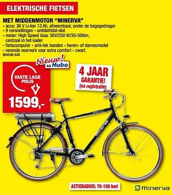 Promoties Elektrische fietsen met middenmotor minerva - Minerva - Geldig van 12/07/2023 tot 23/07/2023 bij Hubo