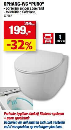 Promotions Ophang-wc puro - Lafiness - Valide de 12/07/2023 à 23/07/2023 chez Hubo