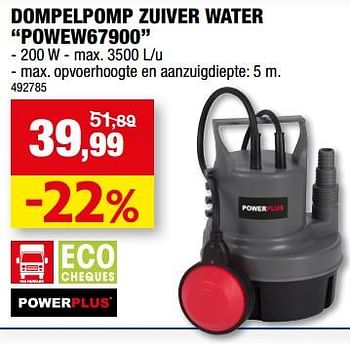 Promoties Powerplus dompelpomp zuiver water powew67900 - Powerplus - Geldig van 12/07/2023 tot 23/07/2023 bij Hubo