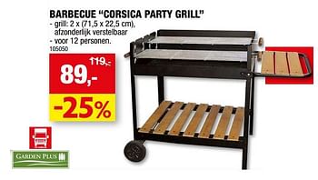 Promoties Barbecue corsica party grill - Garden Plus  - Geldig van 12/07/2023 tot 23/07/2023 bij Hubo