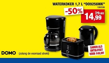 Promoties Domo elektro waterkoker do9256wk - Domo elektro - Geldig van 12/07/2023 tot 23/07/2023 bij Hubo