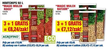 Promoties Houtchips magic mulch rood - Agrofino - Geldig van 12/07/2023 tot 23/07/2023 bij Hubo