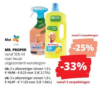 Promoties Allesreiniger citroen - Mr. Proper - Geldig van 13/07/2023 tot 26/07/2023 bij Spar (Colruytgroup)