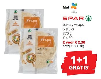 Promoties Bakery wraps - Spar - Geldig van 13/07/2023 tot 26/07/2023 bij Spar (Colruytgroup)