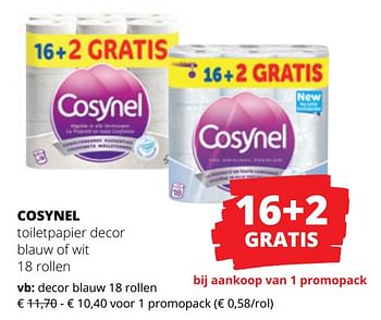 Promoties Cosynel toiletpapier decor blauw - Cosynel - Geldig van 13/07/2023 tot 26/07/2023 bij Spar (Colruytgroup)