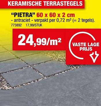 Promoties Keramische terrastegels pietra - Huismerk - Hubo  - Geldig van 12/07/2023 tot 23/07/2023 bij Hubo