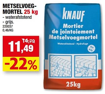 Promoties Metselvoeg - mortel - Knauf - Geldig van 12/07/2023 tot 23/07/2023 bij Hubo
