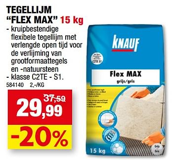 Promoties Tegellijm flex max - Knauf - Geldig van 12/07/2023 tot 23/07/2023 bij Hubo