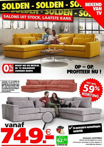 Promoties Hoeksalon california - Huismerk - Seats and Sofas - Geldig van 17/07/2023 tot 31/07/2023 bij Seats and Sofas