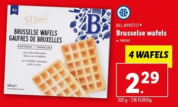 Promoties Brusselse wafels - Bel Appétit - Geldig van 19/07/2023 tot 25/07/2023 bij Lidl