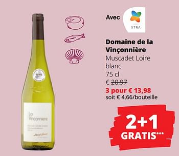 Promotions Domaine de la vinçonnière muscadet loire blanc - Vins blancs - Valide de 13/07/2023 à 26/07/2023 chez Spar (Colruytgroup)