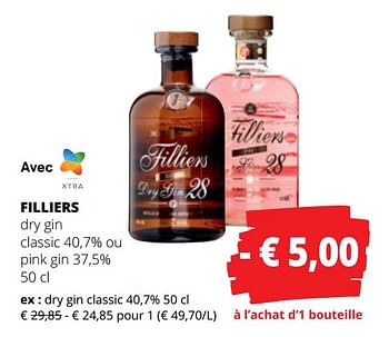 Promotions Filliers dry gin classic - Filliers - Valide de 13/07/2023 à 26/07/2023 chez Spar (Colruytgroup)