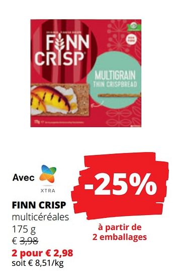 Promotions Finn crisp multicéréales - Finn Crisp - Valide de 13/07/2023 à 26/07/2023 chez Spar (Colruytgroup)