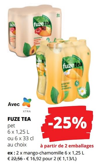 Promotions Fuze tea mango-chamomille - FuzeTea - Valide de 13/07/2023 à 26/07/2023 chez Spar (Colruytgroup)