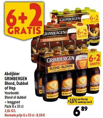 Promoties Abdijbier grimbergen blond of dubbel - Grimbergen - Geldig van 12/07/2023 tot 18/07/2023 bij Smatch