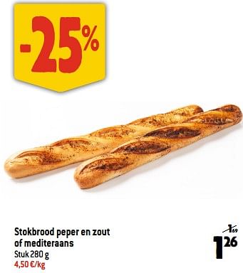Promoties Stokbrood peper en zout of mediteraans - Huismerk - Smatch - Geldig van 12/07/2023 tot 18/07/2023 bij Smatch