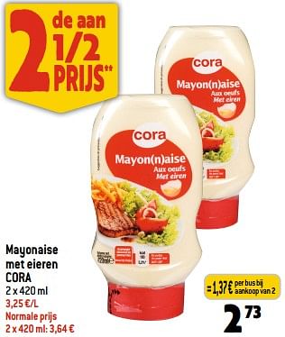 Promoties Mayonaise met eieren cora - Huismerk - Louis Delhaize - Geldig van 12/07/2023 tot 18/07/2023 bij Louis Delhaize