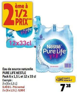 Promotions Eau de source naturelle pure life nestle - Nestlé - Valide de 12/07/2023 à 18/07/2023 chez Smatch