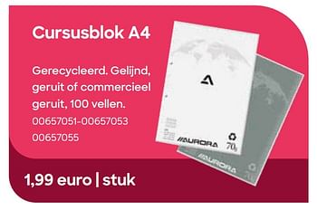 Promotions Cursusblok a4 - Aurora - Valide de 11/07/2023 à 15/10/2023 chez Ava