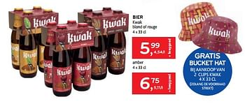 Promoties Bier kwak gratis bucket hat bij aankoop van 2 clips kwak - Kwak - Geldig van 26/07/2023 tot 08/08/2023 bij Alvo
