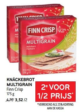 Promoties Knäckebrot multigrain finn crisp 2e voor 1-2 prijs - Finn Crisp - Geldig van 26/07/2023 tot 08/08/2023 bij Alvo