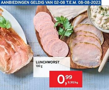 Promoties Lunchworst - Huismerk - Alvo - Geldig van 02/08/2023 tot 08/08/2023 bij Alvo