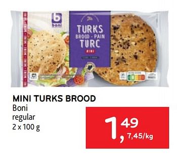Promoties Mini turks brood boni - Boni - Geldig van 26/07/2023 tot 08/08/2023 bij Alvo