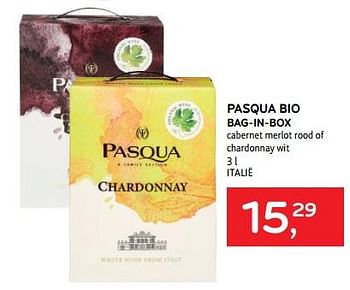 Promoties Pasqua bio bag-in-box cabernet merlot rood of chardonnay wit - Rode wijnen - Geldig van 26/07/2023 tot 08/08/2023 bij Alvo