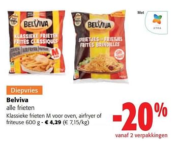 Promoties Belviva klassieke frieten m voor oven, airfryer of friteuse - Belviva - Geldig van 12/07/2023 tot 25/07/2023 bij Colruyt