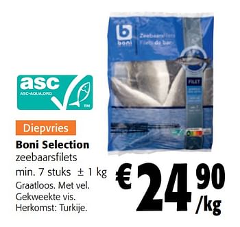 Promoties Boni selection zeebaarsfilets - Boni - Geldig van 12/07/2023 tot 25/07/2023 bij Colruyt