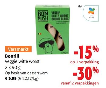 Promoties Bonrill veggie witte worst - Bonrill - Geldig van 12/07/2023 tot 25/07/2023 bij Colruyt