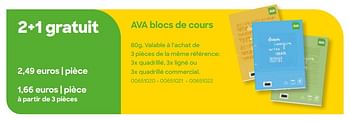 Promotions Ava blocs de cours - Produit Maison - Ava - Valide de 11/07/2023 à 15/10/2023 chez Ava