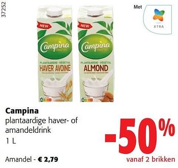 Promoties Campina plantaardige amandeldrink - Campina - Geldig van 12/07/2023 tot 25/07/2023 bij Colruyt