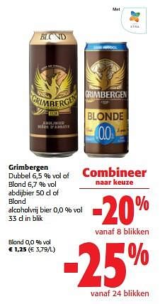 Promoties Grimbergen blond 0,0 % vol - Grimbergen - Geldig van 12/07/2023 tot 25/07/2023 bij Colruyt