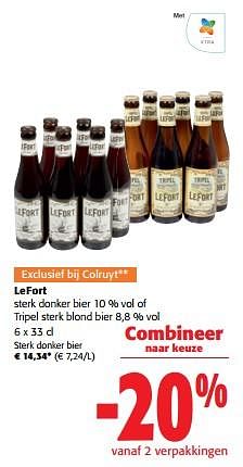 Promoties Lefort sterk donker bier - Lefort - Geldig van 12/07/2023 tot 25/07/2023 bij Colruyt