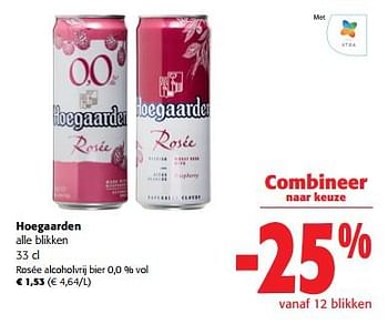 Promoties Hoegaarden rosée alcoholvrij bier - Hoegaarden - Geldig van 12/07/2023 tot 25/07/2023 bij Colruyt