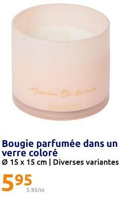 Promotions Bougie parfumée dans un verre coloré - Produit Maison - Action - Valide de 12/07/2023 à 18/07/2023 chez Action
