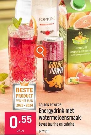 Promoties Energydrink met watermeloensmaak - Golden Power - Geldig van 24/07/2023 tot 04/08/2023 bij Aldi