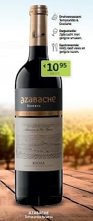 Promoties Azabache tempranillo reserva - Rode wijnen - Geldig van 14/07/2023 tot 27/07/2023 bij BelBev