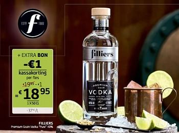 Promoties Filliers premium grain vodka pure 40% - Filliers - Geldig van 14/07/2023 tot 27/07/2023 bij BelBev