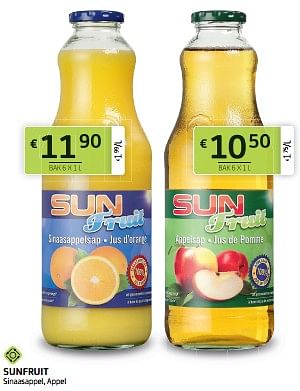 Promoties Sunfruit sinaasappel appel - sunfruit - Geldig van 14/07/2023 tot 27/07/2023 bij BelBev