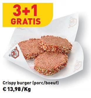 Promotions Crispy burger porc-boeuf - Produit maison - Renmans - Valide de 14/07/2023 à 20/07/2023 chez Renmans